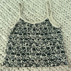 Brandy Melville Black + White Skull Tank